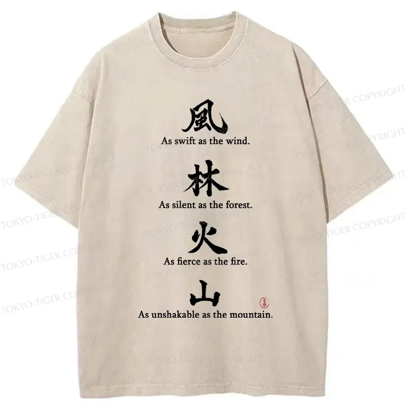 Tokyo-Tiger Wind Forest Fire Mountain Kanji Washed T-Shirt