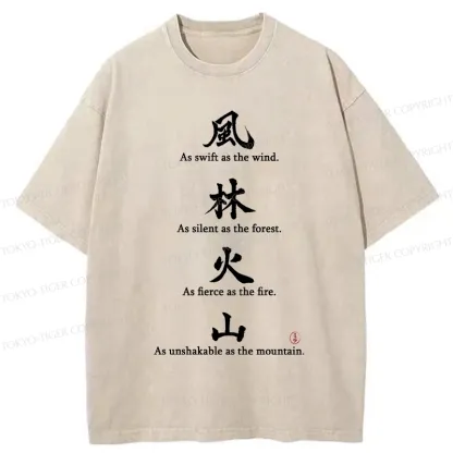 Tokyo-Tiger Wind Forest Fire Mountain Kanji Washed T-Shirt