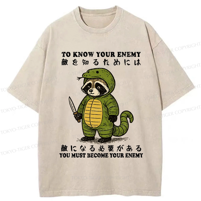 Tokyo-Tiger Raccoon Disguised As Enemy Washed T-Shirt