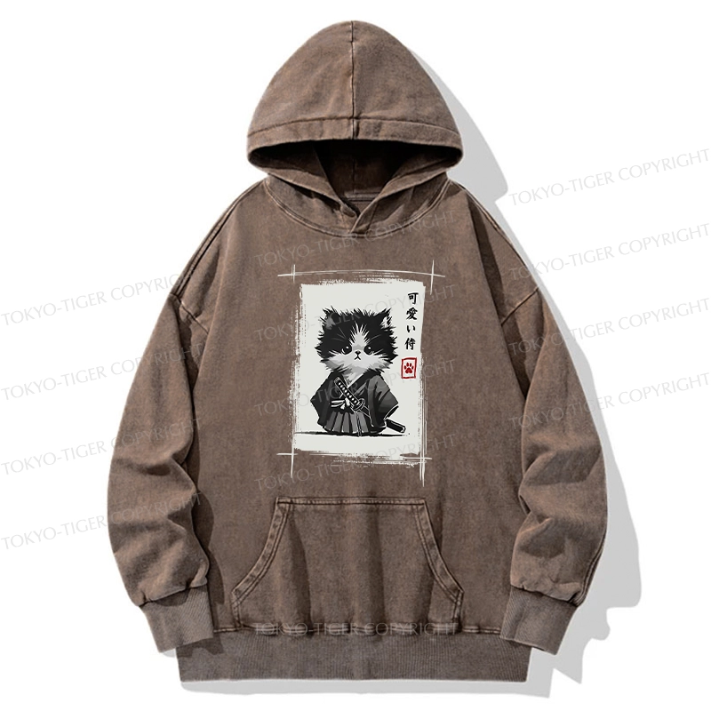 Tokyo-Tiger Kitten Samurai Washed Hoodie