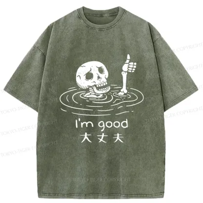 Tokyo-Tiger Drowned Skeleton Washed T-Shirt