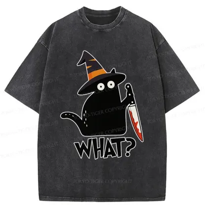 Tokyo-Tiger Halloween Back Cat Washed T-Shirt
