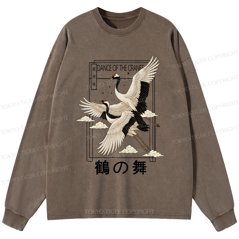 Tokyo-Tiger Dance Of The Cranes Washed Long Sleeve T-Shirt