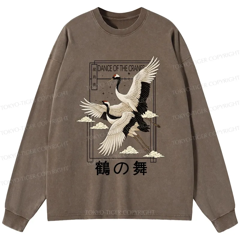 Tokyo-Tiger Dance Of The Cranes Washed Long Sleeve T-Shirt