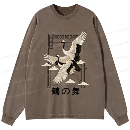 Tokyo-Tiger Dance Of The Cranes Washed Long Sleeve T-Shirt