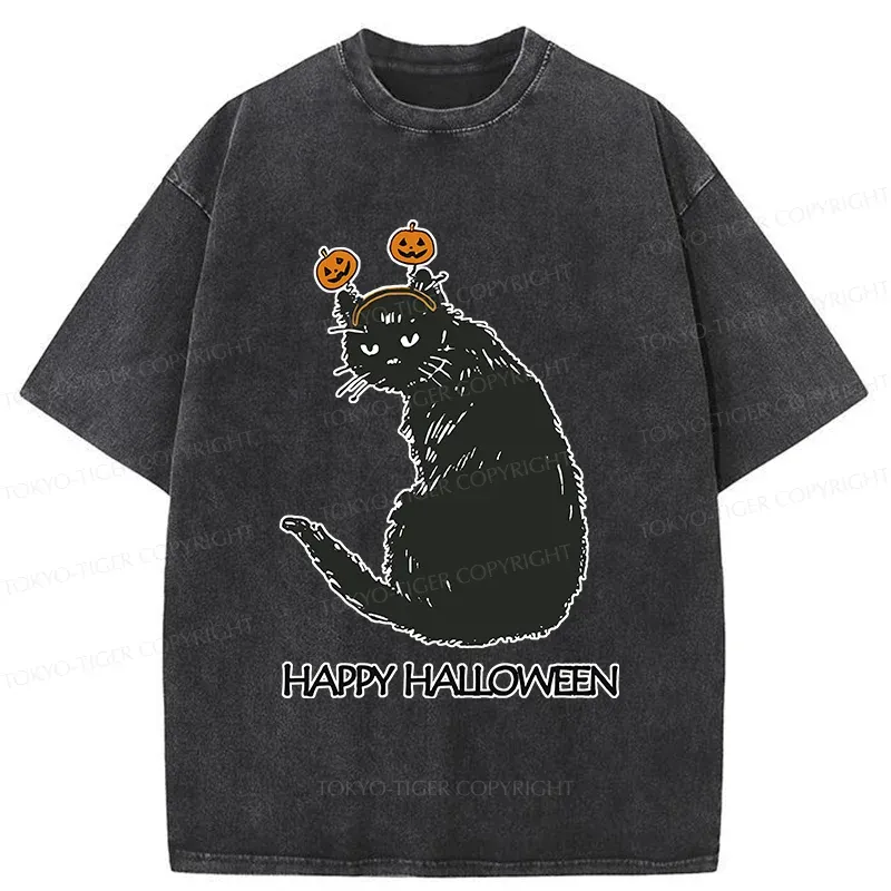 Tokyo-Tiger Halloween Cat Washed T-Shirt