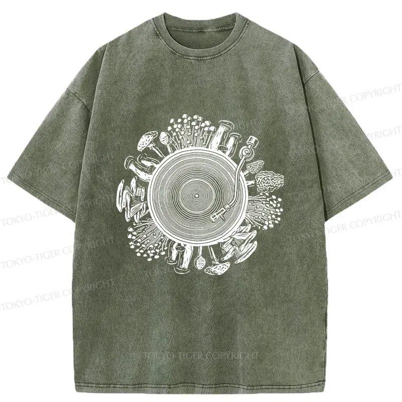 Tokyo-Tiger Plant Record Washed T-Shirt