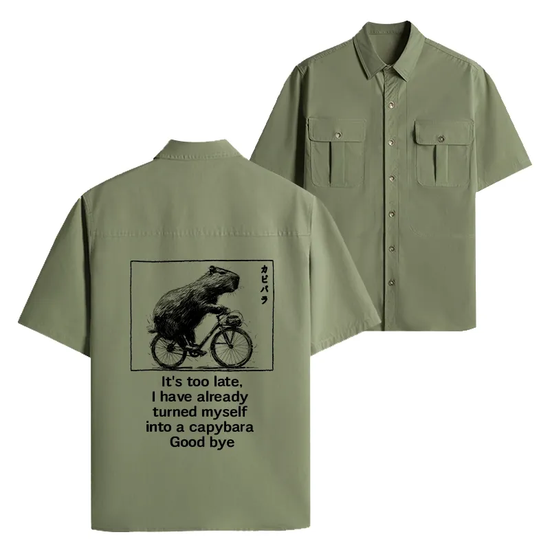 Tokyo-Tiger Funny Capybara Riding A Bicycle Work Shirt