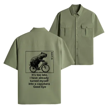 Tokyo-Tiger Funny Capybara Riding A Bicycle Work Shirt