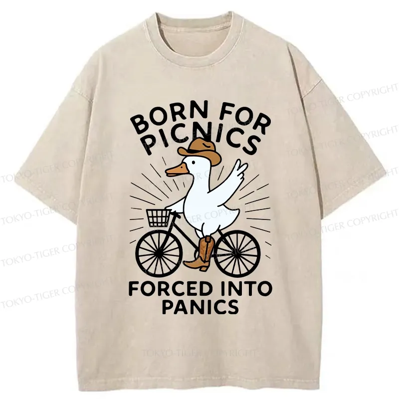 Tokyo-Tiger Born For Picnics Funny Washed T-Shirt
