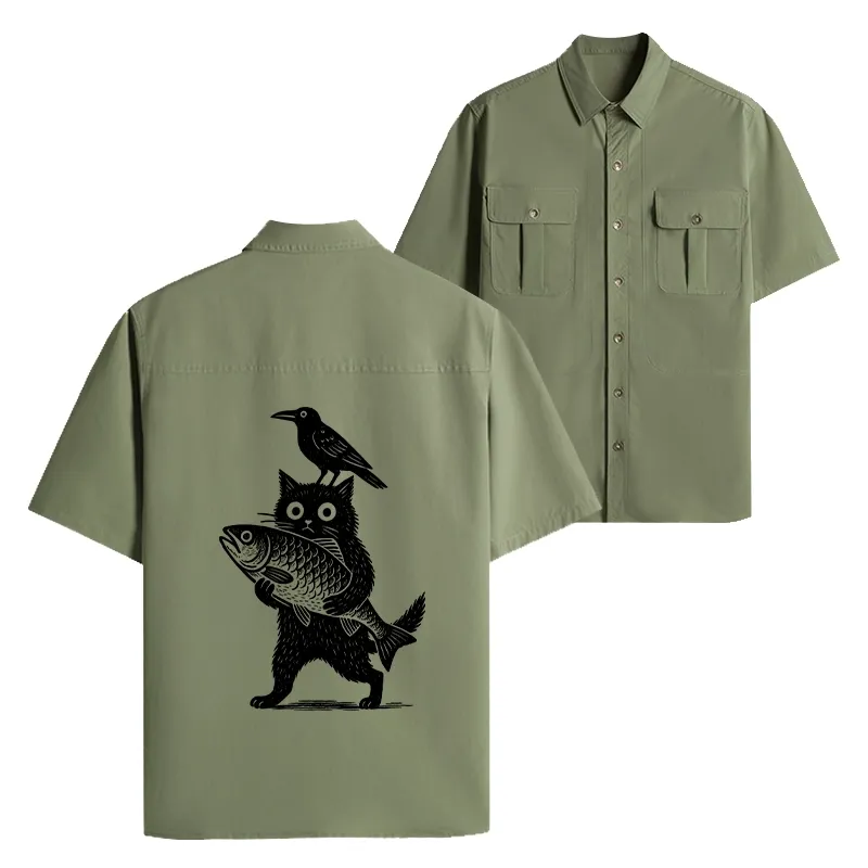 Tokyo-Tiger Black Animals Funny Work Shirt