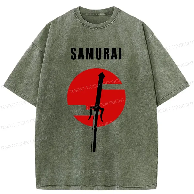Tokyo-Tiger Samurai Sword Washed T-Shirt