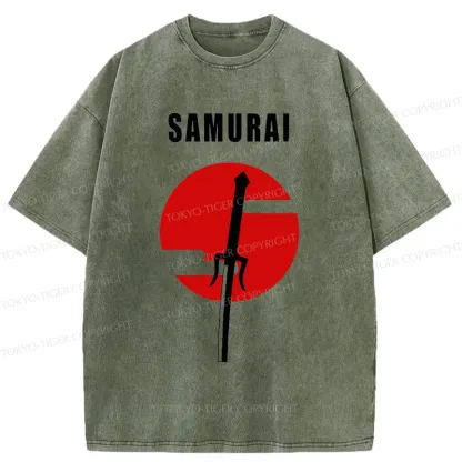 Tokyo-Tiger Samurai Sword Washed T-Shirt