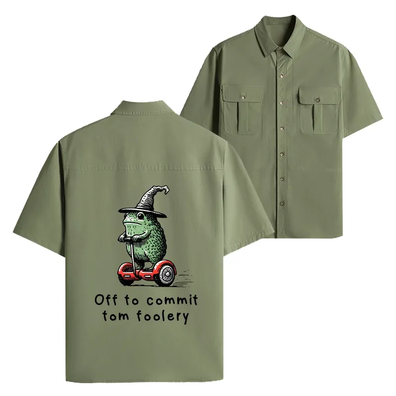 Tokyo-Tiger Frog Riding A Balance Scooter Work Shirt