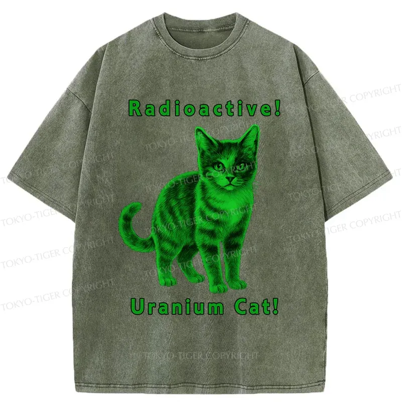 Tokyo-Tiger Green Pollution Cat Washed T-Shirt