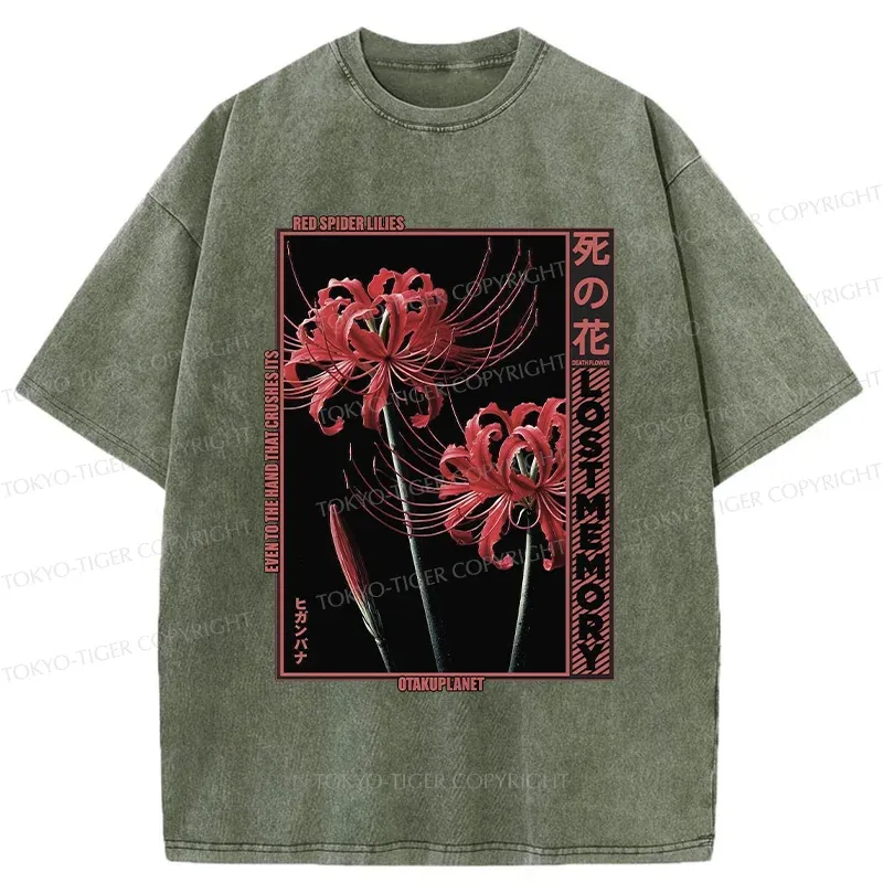 Tokyo-Tiger Red Spider Lily Washed T-Shirt