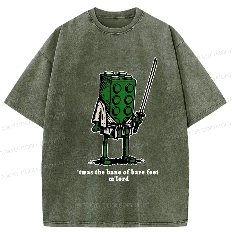 Tokyo-Tiger Funny Building Blocks Samurai Washed T-Shirt