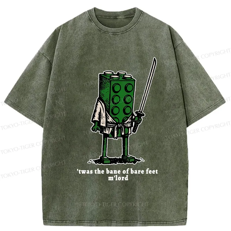 Tokyo-Tiger Funny Building Blocks Samurai Washed T-Shirt