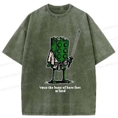 Tokyo-Tiger Funny Building Blocks Samurai Washed T-Shirt