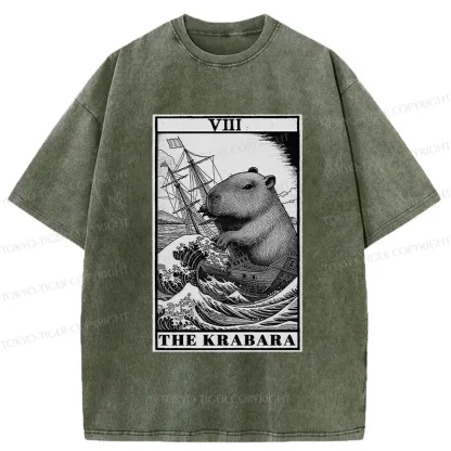 Tokyo-Tiger Capybara Destroyers In The Waves Washed T-Shirt