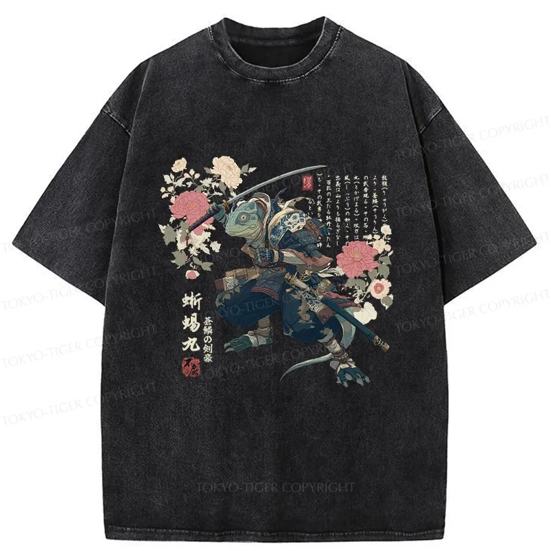 Tokyo-Tiger Lizard Samurai Washed T-Shirt
