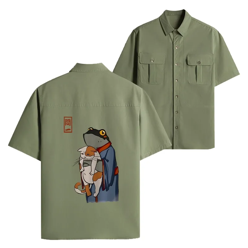 Tokyo-Tiger The Frog Holds The Cat Work Shirt
