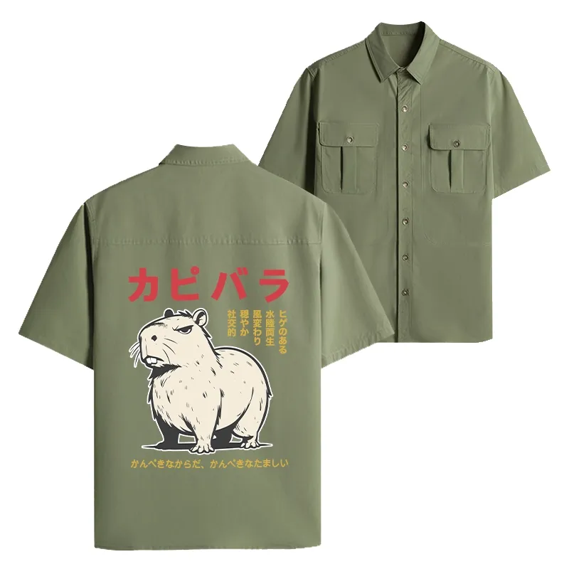 Tokyo-Tiger Angry Capybara Japan Work Shirt