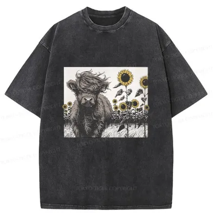 Tokyo-Tiger Cow In The Wind Washed T-Shirt