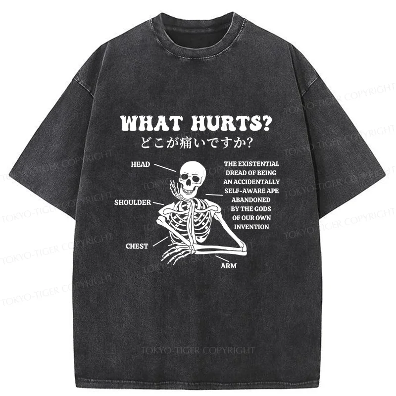 Tokyo-Tiger A Skeleton In Pain Washed T-Shirt