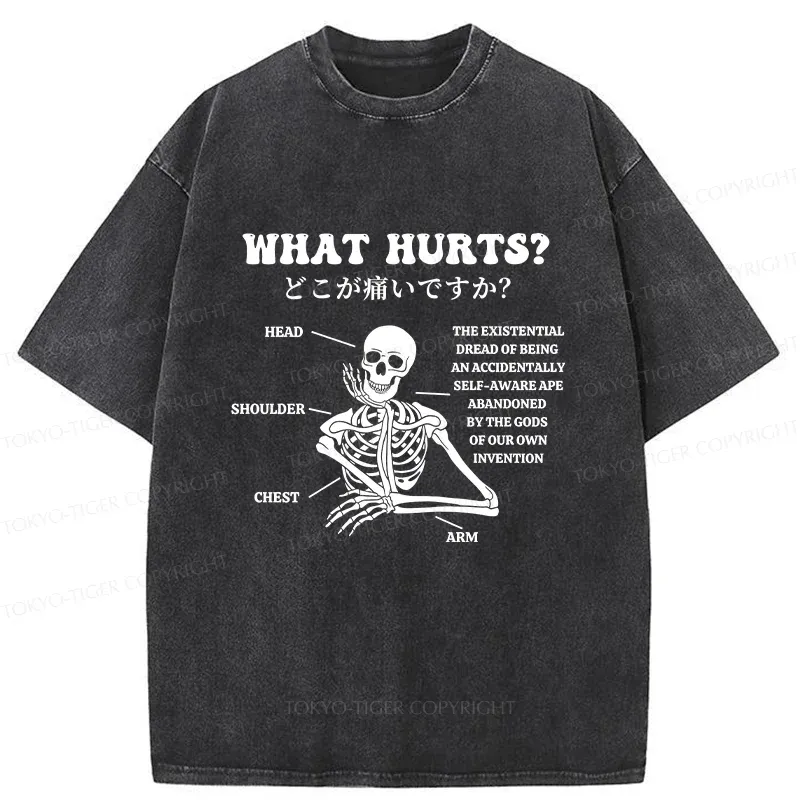 Tokyo-Tiger A Skeleton In Pain Washed T-Shirt