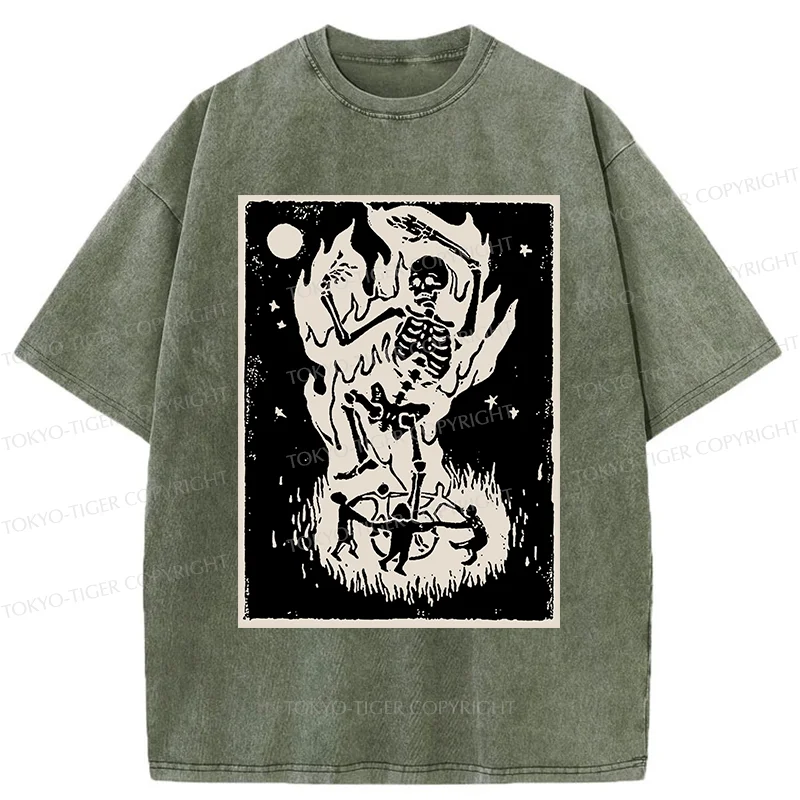 Tokyo-Tiger Summon Skeleton Washed T-Shirt
