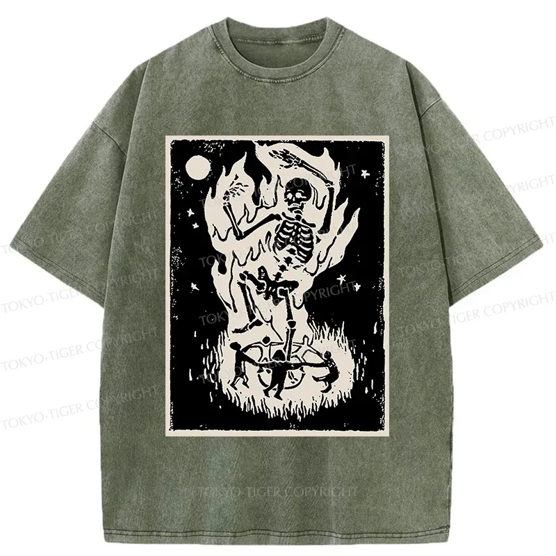 Tokyo-Tiger Summon Skeleton Washed T-Shirt