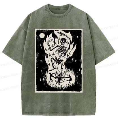 Tokyo-Tiger Summon Skeleton Washed T-Shirt