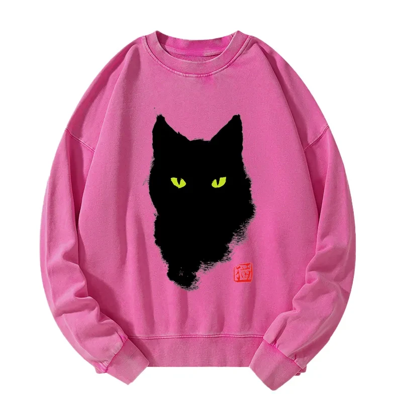 Tokyo-Tiger Cat Sharp Gaze Washed Sweatshirt