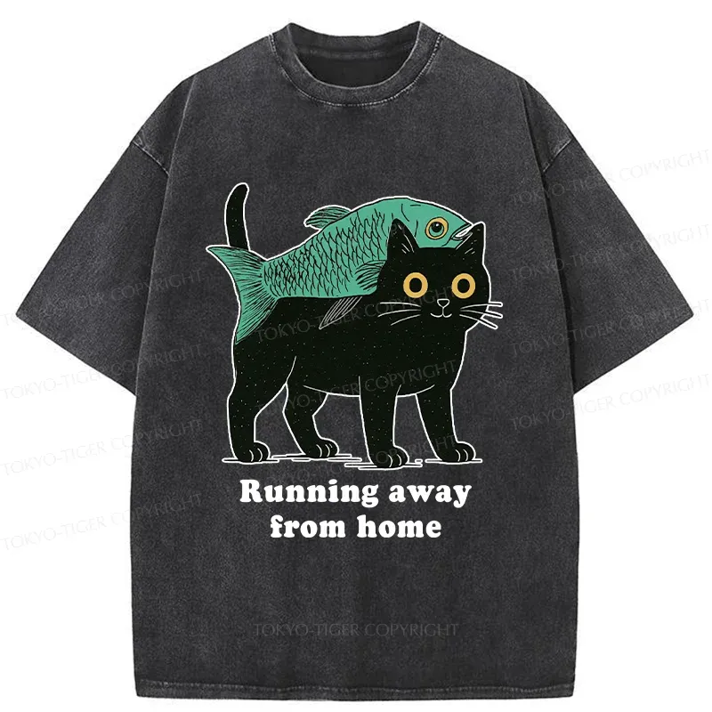 Tokyo-Tiger Runaway Cat Washed T-Shirt
