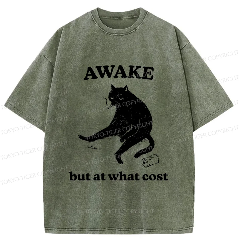 Tokyo-Tiger Decadent Smoking Cat Washed T-Shirt