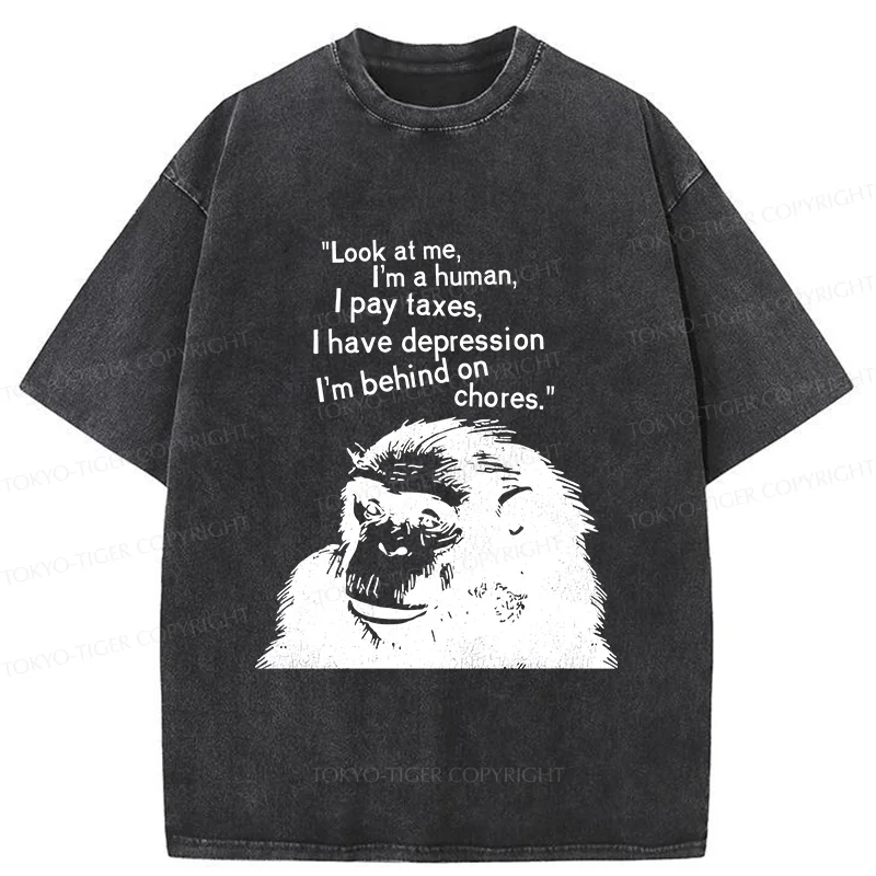 Tokyo-Tiger Stressed Monkey Washed T-Shirt