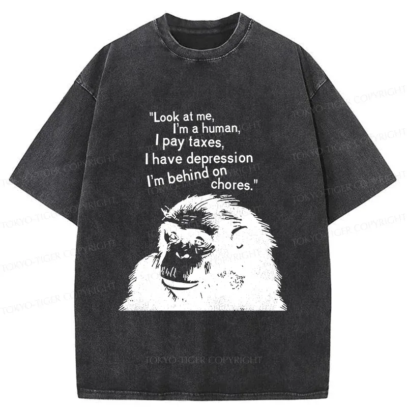 Tokyo-Tiger Stressed Monkey Washed T-Shirt