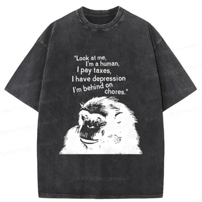 Tokyo-Tiger Stressed Monkey Washed T-Shirt