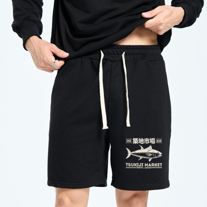 Tokyo-Tiger Retro Tsukiji Fish Market Streetwear Tokyo Unisex Shorts