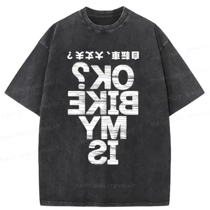 Tokyo-Tiger Cycling Funny Washed T-Shirt