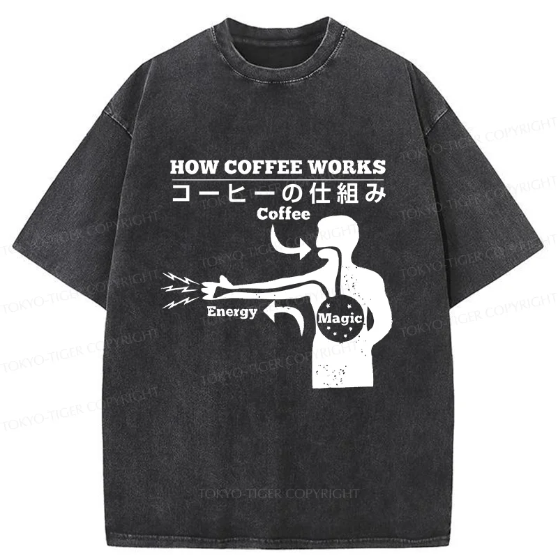 Tokyo-Tiger How Coffee Works Washed T-Shirt