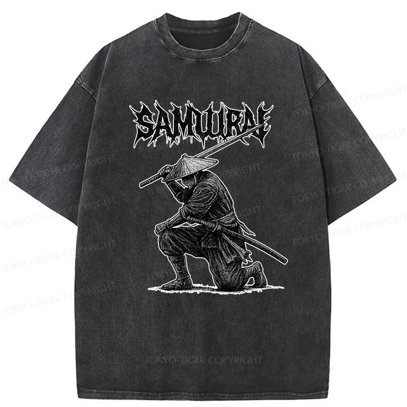 Tokyo-Tiger Retro Samurai Washed T-Shirt