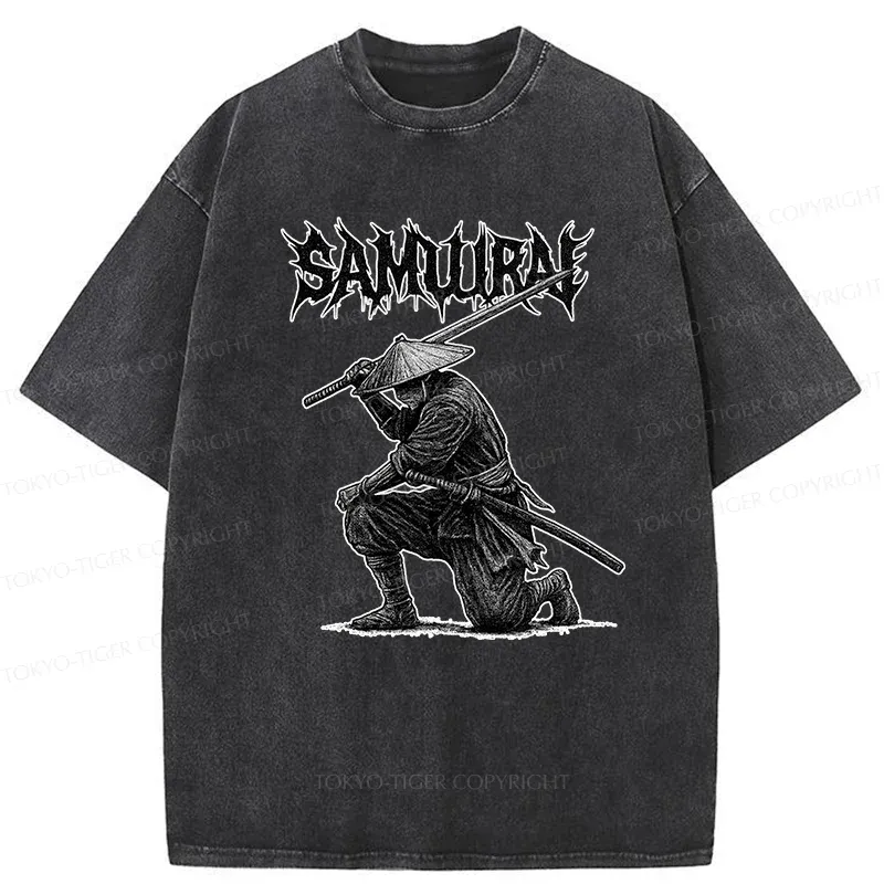 Tokyo-Tiger Retro Samurai Washed T-Shirt