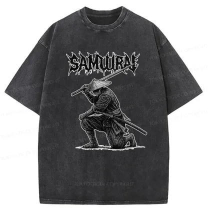 Tokyo-Tiger Retro Samurai Washed T-Shirt