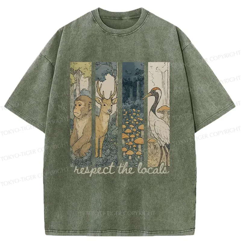 Tokyo-Tiger Japanese Local Animals And Plants Washed T-Shirt