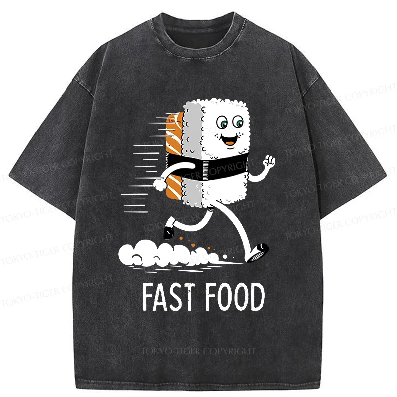 Tokyo-Tiger Running Sushi Washed T-Shirt