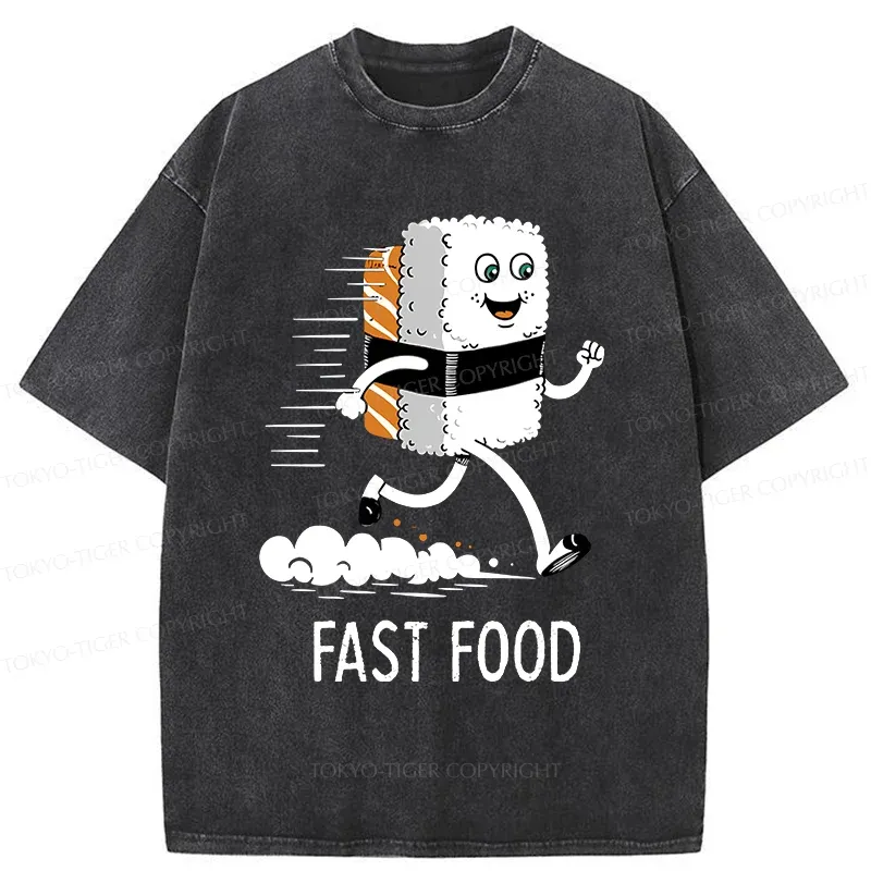 Tokyo-Tiger Running Sushi Washed T-Shirt