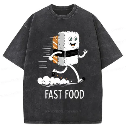 Tokyo-Tiger Running Sushi Washed T-Shirt