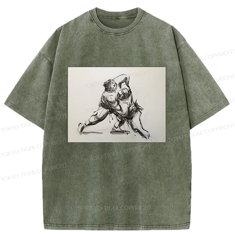 Tokyo-Tiger Sumo Sketch Washed T-Shirt
